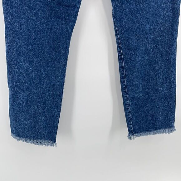 3x1 NYC shredded crop high rise waist straight leg denim jeans EUC 30 fringe - Picture 8 of 12